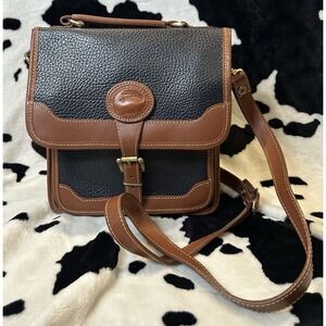 Dooney‎ & Bourke VINTAGE  All Weather Leather Surrey Carrier Crossbody - Navy